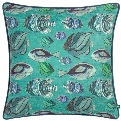 Wylder - Tropics Abyss Fish Repeat - Teal - Cushion Cover Wylder - Tropics Abyss Fish Repeat - Teal - Cushion Cover