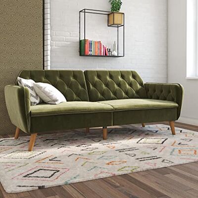 Novogratz Tallulah Memory Foam Sofabed Green Velvet Novogratz Tallulah Memory Foam Sofabed Green Velvet