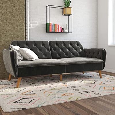 Novogratz Tallulah Memory Foam Sofabed Grey Velvet Novogratz Tallulah Memory Foam Sofabed Grey Velvet