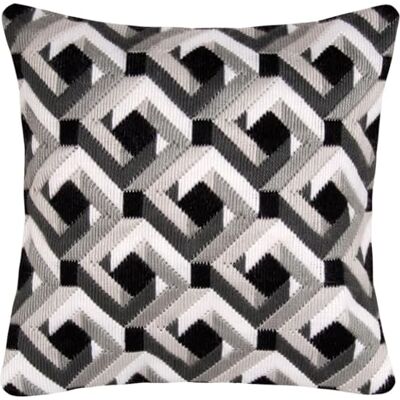 Vervaco Black and White Long Stitch Cushion, Multi-Colour Vervaco Black and White Long Stitch Cushion, Multi-Colour
