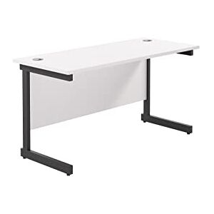 Office Hippo Heavy Duty Rectangular Cantilever Desk, Home Office Table + Integrated Cable Ports, PC Desk for Home, 5 Yr Wty Black Frame/White Top, 140cm x 60cm Office Hippo Heavy Duty Rectangular Cantilever Desk, Home Office Table + Integrated Cable Ports, PC Desk for Home, 5 Yr Wty Black Frame/White Top, 140cm x 60cm