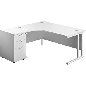 Office Hippo Heavy Duty Left Corner Radial Desk With 3 Drawer High Storage, Home Office PC Filing, 5 Yr Wty, MFC White Frame, 160cm x 160.4cm Office Hippo Heavy Duty Left Corner Radial Desk With 3 Drawer High Storage, Home Office PC Filing, 5 Yr Wty, MFC White Frame, 160cm x 160.4cm