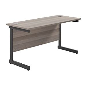 Office Hippo Heavy Duty Rectangular Cantilever Desk, Home Office Table With Integrated Cable Ports, PC Desk for Home or Work, 5 Yr Warranty Black Frame/Grey Oak Top, 140cm x 60cm Office Hippo Heavy Duty Rectangular Cantilever Desk, Home Office Table With Integrated Cable Ports, PC Desk for Home or Work, 5 Yr Warranty Black Frame/Grey Oak Top, 140cm x 60cm