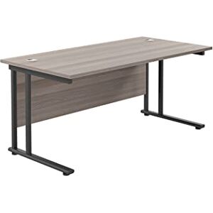 Office Hippo Heavy Duty Rectangular Cantilever Office Desk, Home Office Desk, Office Table, Integrated Cable Ports, PC Desk For Office or Home, 5 Yr Wty Black Frame/Grey Oak Top, 180cm x 80cm Office Hippo Heavy Duty Rectangular Cantilever Office Desk, Home Office Desk, Office Table, Integrated Cable Ports, PC Desk For Office or Home, 5 Yr Wty Black Frame/Grey Oak Top, 180cm x 80cm