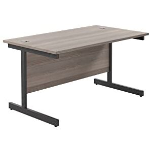 Office Hippo Heavy Duty Rectangular Cantilever Desk, Home Office Table + Integrated Cable Ports, PC Desk For Office or Home, 5 Yr Wty Black Frame/Grey Oak Top, 140cm x 80cm Office Hippo Heavy Duty Rectangular Cantilever Desk, Home Office Table + Integrated Cable Ports, PC Desk For Office or Home, 5 Yr Wty Black Frame/Grey Oak Top, 140cm x 80cm