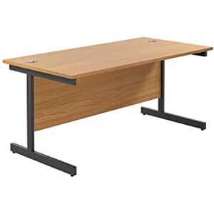 Office Hippo Heavy Duty Rectangular Cantilever Desk, Home Office Table + Integrated Cable Ports, PC Desk for Home, 5 Yr Wty Black Frame/Oak Top, 160cm x 80cm Office Hippo Heavy Duty Rectangular Cantilever Desk, Home Office Table + Integrated Cable Ports, PC Desk for Home, 5 Yr Wty Black Frame/Oak Top, 160cm x 80cm