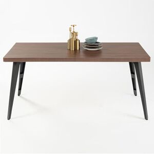 FurnitureR Industrial Style Dining Table Rectangular for 4-6 Person with Sturdy Wooden Table Top and Metal Steel Legs, 150(L) x 80(W) x 74(H) cm, Brown FurnitureR Industrial Style Dining Table Rectangular for 4-6 Person with Sturdy Wooden Table Top and Metal Steel Legs, 150(L) x 80(W) x 74(H) cm, Brown