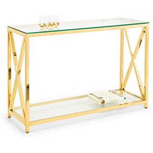 Julian Bowen Miami Console Table Glass & Gold Tables Julian Bowen Miami Console Table Glass & Gold Tables