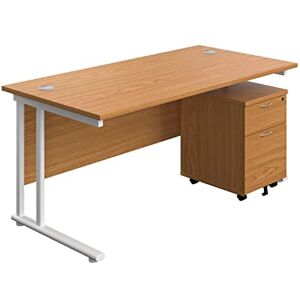 Office Hippo Heavy Duty Rectangular Cantilever Office Desk, Home Office Desk With 2 Drawer Lockable Mobile Pedestal Filing Cabinet, File Cabinet, 5 Yr Wty, White Frame, Oak, 180 x 80 cm Office Hippo Heavy Duty Rectangular Cantilever Office Desk, Home Office Desk With 2 Drawer Lockable Mobile Pedestal Filing Cabinet, File Cabinet, 5 Yr Wty, White Frame, Oak, 180 x 80 cm