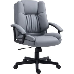 HOMCOM Desk Chair, PU Leather Office Chair with Adjustable Height and Swivel Wheels, for Home Work Study, Light Grey HOMCOM Desk Chair, PU Leather Office Chair with Adjustable Height and Swivel Wheels, for Home Work Study, Light Grey