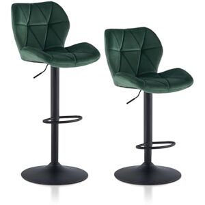 TUKAILAi Swivel Bar Stools Set of 2, Green Velvet Upholstered Breakfast Barstools, Kitchen Counter Chairs Height Adjustable Island Dining Stools with Footrest, Metal Matt Base TUKAILAi Swivel Bar Stools Set of 2, Green Velvet Upholstered Breakfast Barstools, Kitchen Counter Chairs Height Adjustable Island Dining Stools with Footrest, Metal Matt Base