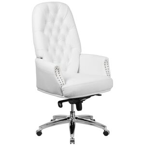 Flash Furniture High Back Traditional Tufted Leather Multifunction Executive Swivel Chair with Arms, Leather, White, 86.36 x 71.12 x 39.369999999999997 cm Flash Furniture High Back Traditional Tufted Leather Multifunction Executive Swivel Chair with Arms, Leather, White, 86.36 x 71.12 x 39.369999999999997 cm