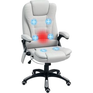 HOMCOM 6-Point Massage Office Chair with Seat Heated for Home Office, PU Leather High Back Executive Desk Chair with Adjustable Height and 360° Swivel for Work Study, Light Grey HOMCOM 6-Point Massage Office Chair with Seat Heated for Home Office, PU Leather High Back Executive Desk Chair with Adjustable Height and 360° Swivel for Work Study, Light Grey