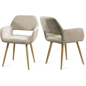 MEUBLE COSY Dining Chairs Set of 2 with Arms Fabric Upholstered Seat Backrest Armchair for Dressing Table Desk Lounge Living Room Kitchen Bedroom Home Office, Metal Legs, Beige MEUBLE COSY Dining Chairs Set of 2 with Arms Fabric Upholstered Seat Backrest Armchair for Dressing Table Desk Lounge Living Room Kitchen Bedroom Home Office, Metal Legs, Beige