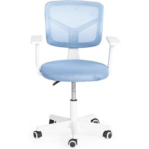 FurnitureR Mesh Office Desk Chair with Ergonomic Backrest and White Rolling Base, Armrest, Adjustable Height for Home Office or Study Room, Pink/Blue (Blue) FurnitureR Mesh Office Desk Chair with Ergonomic Backrest and White Rolling Base, Armrest, Adjustable Height for Home Office or Study Room, Pink/Blue (Blue)