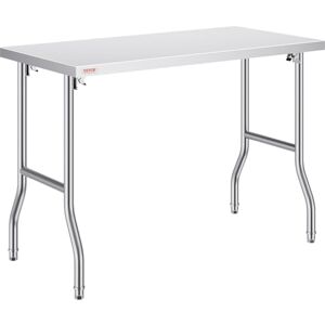VEVOR Folding Commercial Prep Table, 48 x 24 Inch Commercial Worktable Workstation, Heavy-duty Stainless Steel Folding Table, Kitchen Work Table, for Home Kitchen Restaurant Garage VEVOR Folding Commercial Prep Table, 48 x 24 Inch Commercial Worktable Workstation, Heavy-duty Stainless Steel Folding Table, Kitchen Work Table, for Home Kitchen Restaurant Garage