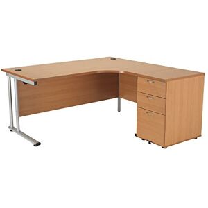 Office Hippo Heavy Duty Right Corner Radial Office Desk With 3 Drawer High Storage, Home or PC Desk, 5 Yr Wty, MFC -Beech Silver Frame, 160cm x 160.4cm Office Hippo Heavy Duty Right Corner Radial Office Desk With 3 Drawer High Storage, Home or PC Desk, 5 Yr Wty, MFC -Beech Silver Frame, 160cm x 160.4cm