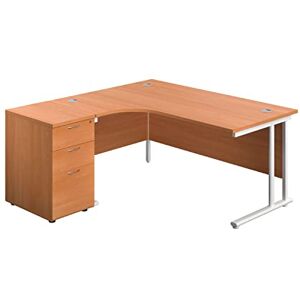 Office Hippo Heavy Duty Left Corner Radial Desk With 3 Drawer High Storage, Home Office Filing, PC Workstation for Office or Home, 5 Yr Warranty, MFC-Beech, White Frame, 160cm x 160.4cm Office Hippo Heavy Duty Left Corner Radial Desk With 3 Drawer High Storage, Home Office Filing, PC Workstation for Office or Home, 5 Yr Warranty, MFC-Beech, White Frame, 160cm x 160.4cm