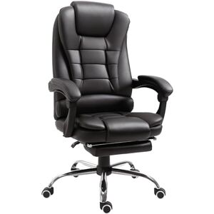 HOMCOM PU Leather Executive Office Chair, High Back Swivel Chair with Retractable Footrest, Adjustable Height, Reclining Function, Brown HOMCOM PU Leather Executive Office Chair, High Back Swivel Chair with Retractable Footrest, Adjustable Height, Reclining Function, Brown