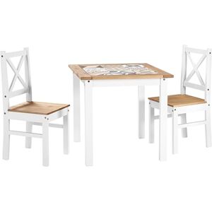 Seconique Salvador Tile Top Dining Set with 2 Dining Chairs in White/Distressed Waxed Pine Seconique Salvador Tile Top Dining Set with 2 Dining Chairs in White/Distressed Waxed Pine