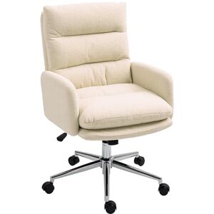 HOMCOM Home Office Chair, Upholstered Sherpa Fleece Desk Chair with Height Adjustable, Tilt Function and 360° Swivel Wheels for Home Office and Study Room, Cream White HOMCOM Home Office Chair, Upholstered Sherpa Fleece Desk Chair with Height Adjustable, Tilt Function and 360° Swivel Wheels for Home Office and Study Room, Cream White