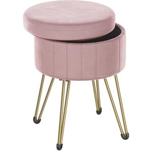 SONGMICS Storage Ottoman, Velvet Dressing Table Stool, 39 x 44.4 cm (Dia. x H), Round Storage Stool Seat, 4 Metal Legs, for Dressing Room, Living Room, Bedroom, Jelly Pink LOM003R51 SONGMICS Storage Ottoman, Velvet Dressing Table Stool, 39 x 44.4 cm (Dia. x H), Round Storage Stool Seat, 4 Metal Legs, for Dressing Room, Living Room, Bedroom, Jelly Pink LOM003R51