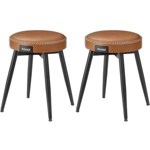 VASAGLE EKHO Collection Dining Stools Set of 2, Upholstered Kitchen Stools, Synthetic Leather with Stitching, Mid-Century Modern, 48.2 cm Tall, Dining Living Room Office, Caramel Brown LDC170K82 VASAGLE EKHO Collection Dining Stools Set of 2, Upholstered Kitchen Stools, Synthetic Leather with Stitching, Mid-Century Modern, 48.2 cm Tall, Dining Living Room Office, Caramel Brown LDC170K82