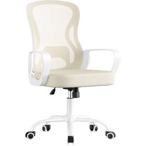 SONGMICS Ergonomic Office Chair, Mesh Swivel Desk Chair with Lumbar Support, Rocking Function, Armrests, for Home Office, Bedroom, Cappuccino Beige and Cloud White OBN043LH03 SONGMICS Ergonomic Office Chair, Mesh Swivel Desk Chair with Lumbar Support, Rocking Function, Armrests, for Home Office, Bedroom, Cappuccino Beige and Cloud White OBN043LH03