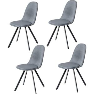 FurnitureR 4PCS Dining Chairs for Dining Room Living Room with Backrest Upholstered Seat Solid Metal Legs, Slubbed Grey FurnitureR 4PCS Dining Chairs for Dining Room Living Room with Backrest Upholstered Seat Solid Metal Legs, Slubbed Grey