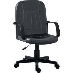 HOMCOM Desk Chair, PU Leather Computer Office Chair with Adjustable Height, Swivel Wheels for Home Work Study, Black HOMCOM Desk Chair, PU Leather Computer Office Chair with Adjustable Height, Swivel Wheels for Home Work Study, Black