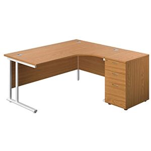 Office Hippo Heavy Duty Right Corner Radial Desk With 3 Drawer High Storage, Home Office or PC, 5 Yr Wty, MFC Oak, White Frame, 160cm x 160.4cm Office Hippo Heavy Duty Right Corner Radial Desk With 3 Drawer High Storage, Home Office or PC, 5 Yr Wty, MFC Oak, White Frame, 160cm x 160.4cm