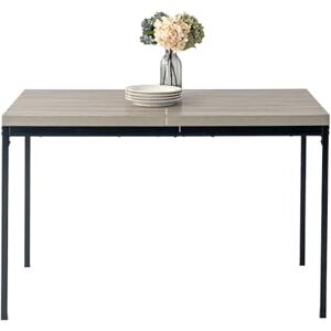 FurnitureR Dining Table, Kitchen Table in Grey Wood Pattern, Metal Frame Rectangular, 120x70x75cm, Grey Desktop & Black Legs FurnitureR Dining Table, Kitchen Table in Grey Wood Pattern, Metal Frame Rectangular, 120x70x75cm, Grey Desktop & Black Legs