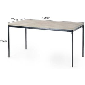 FurnitureR 150cm Dining Table Rectangular Grey Effect MDF Kitchen Table with Metal Black Legs Modern Wooden Rectangle Dinner Desk for 4-6 Seaters Home Kitchen Restaurant FurnitureR 150cm Dining Table Rectangular Grey Effect MDF Kitchen Table with Metal Black Legs Modern Wooden Rectangle Dinner Desk for 4-6 Seaters Home Kitchen Restaurant