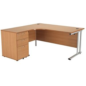 Office Hippo Heavy Duty Left Corner Radial Desk With 3 Drawer High Storage, Home Office PC Desk, Silver MFC Beech Frame, 160cm x 160.4cm Office Hippo Heavy Duty Left Corner Radial Desk With 3 Drawer High Storage, Home Office PC Desk, Silver MFC Beech Frame, 160cm x 160.4cm