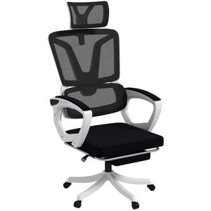Vinsetto Ergonomic Office Chair, High Back Desk Chair, Reclining Mesh Computer Chair with Adjustable Headrest, Lumbar Support, Foot Rest, Swivel Wheels, Adjustable Height, Black Vinsetto Ergonomic Office Chair, High Back Desk Chair, Reclining Mesh Computer Chair with Adjustable Headrest, Lumbar Support, Foot Rest, Swivel Wheels, Adjustable Height, Black