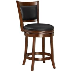 Ball & Cast Swivel Counter Stool, Wood Frame Kitchen Island Stool-Chair, 24in Upholstered Barstool with Backrest & Footrest, Cappuccino, 61cm Seat Height Ball & Cast Swivel Counter Stool, Wood Frame Kitchen Island Stool-Chair, 24in Upholstered Barstool with Backrest & Footrest, Cappuccino, 61cm Seat Height