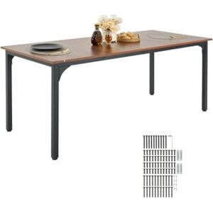 VEVOR Rectangle Dining Table, 71 inch Length Large Wood Tables for 6-8 Person, Farmhouse Dinner Furniture, Rustic Conference Desk with Iron Legs, for Home Kitchen Living Room, Brown(Only Table) VEVOR Rectangle Dining Table, 71 inch Length Large Wood Tables for 6-8 Person, Farmhouse Dinner Furniture, Rustic Conference Desk with Iron Legs, for Home Kitchen Living Room, Brown(Only Table)