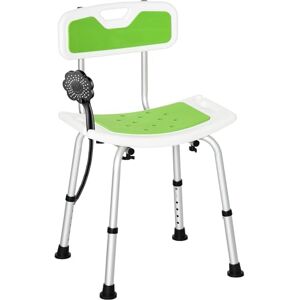 HOMCOM Shower Chair for the Elderly and Disabled, 6-Level Height Adjustable Shower Stool with Backrest, Curved Seat, Anti-slip Foot Pads and Shower Head Holder, Green HOMCOM Shower Chair for the Elderly and Disabled, 6-Level Height Adjustable Shower Stool with Backrest, Curved Seat, Anti-slip Foot Pads and Shower Head Holder, Green