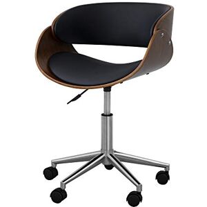 Teamson Home Valeria Padded Home Office Chair, Swivel Curved Desk Chair with Adjustable Seat Height, Wood & Faux Leather, Black/Brown Teamson Home Valeria Padded Home Office Chair, Swivel Curved Desk Chair with Adjustable Seat Height, Wood & Faux Leather, Black/Brown