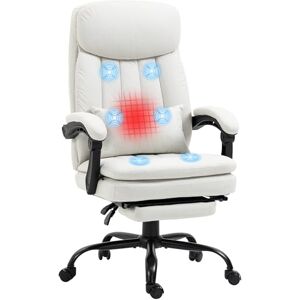 Vinsetto Office Chair, Ergonomic Desk Chair with 6-Point Vibration Massage and Lumbar Heating, Computer Chair with Lumbar Support Pillow, 155° Reclining Back and Footrest, Cream White Vinsetto Office Chair, Ergonomic Desk Chair with 6-Point Vibration Massage and Lumbar Heating, Computer Chair with Lumbar Support Pillow, 155° Reclining Back and Footrest, Cream White