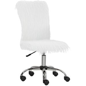 HOMCOM Plush Office Desk Chair, Modern Armless Swivel Vanity Chair with Adjustable Height for Home Office, Bedroom, Living Room, White HOMCOM Plush Office Desk Chair, Modern Armless Swivel Vanity Chair with Adjustable Height for Home Office, Bedroom, Living Room, White