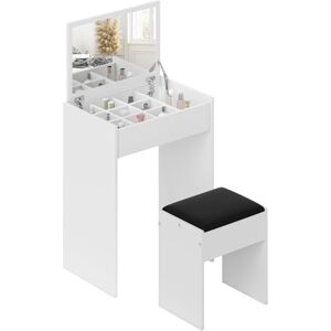 HOMCOM Dressing Table Set Padded Stool Dresser with Flip-up Mirror Multi-purpose White HOMCOM Dressing Table Set Padded Stool Dresser with Flip-up Mirror Multi-purpose White