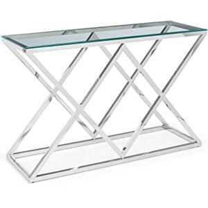 Julian Bowen Biarritz Chrome Glass Console Table - Console Table Julian Bowen Biarritz Chrome Glass Console Table - Console Table