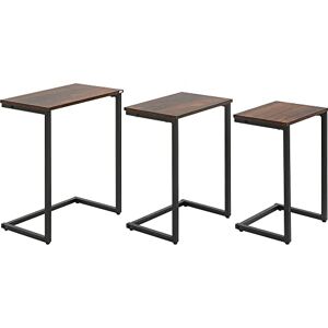 HOMCOM Nesting Side Tables Set of 3, C-Shaped Sofa Side Tables with Steel Frame for Sofa Couch and Bed, Rustic Brown HOMCOM Nesting Side Tables Set of 3, C-Shaped Sofa Side Tables with Steel Frame for Sofa Couch and Bed, Rustic Brown