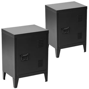 FurnitureR 2pcs Metal Locker Storage Nightstand Bedside Table for Boy Teens Bedroom with Door 2 Tier Shelves Removable FurnitureR 2pcs Metal Locker Storage Nightstand Bedside Table for Boy Teens Bedroom with Door 2 Tier Shelves Removable