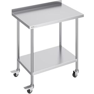 VEVOR 24 x 36 x 40 Inch Stainless Steel Work Table, Commercial Food Prep Worktable with Casters, Heavy Duty Prep Worktable, Metal Work Table with Adjustable Height for Restaurant, Home and Hotel VEVOR 24 x 36 x 40 Inch Stainless Steel Work Table, Commercial Food Prep Worktable with Casters, Heavy Duty Prep Worktable, Metal Work Table with Adjustable Height for Restaurant, Home and Hotel