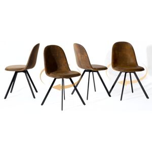 FurnitureR Set of 4 Dining Chairs, Mid-Century Modern Style, Suede Brown, 360° Swivel Seat, Cotton Linen Blend, D38xW44xH84CM, Kitchen & Dining Room FurnitureR Set of 4 Dining Chairs, Mid-Century Modern Style, Suede Brown, 360° Swivel Seat, Cotton Linen Blend, D38xW44xH84CM, Kitchen & Dining Room