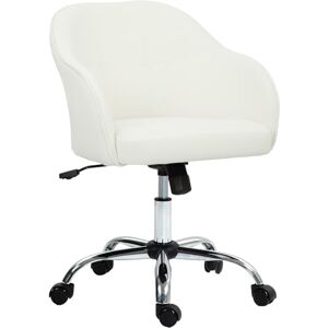 HOMCOM Vanity Swivel Chair, Velvet-Feel Fabric Office Desk Chair with Adjustable Height for Home, Study, Bedroom, Makeup, Cream White HOMCOM Vanity Swivel Chair, Velvet-Feel Fabric Office Desk Chair with Adjustable Height for Home, Study, Bedroom, Makeup, Cream White