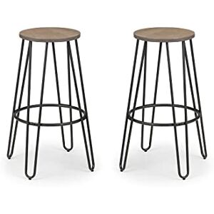Julian Bowen Dalston Set of 2 Bar Stools, Mocha Elm/Black Julian Bowen Dalston Set of 2 Bar Stools, Mocha Elm/Black