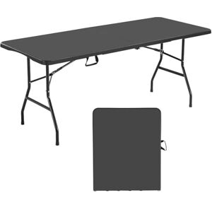 VEVOR Folding Table, 6 Ft Heavy Duty Portable Fold-in-Half Utility Table, Indoor Outdoor Plastic Rectangle Table with Built in Handle, for Party, Dining, Wedding, Events, Picnic, Camping, Black VEVOR Folding Table, 6 Ft Heavy Duty Portable Fold-in-Half Utility Table, Indoor Outdoor Plastic Rectangle Table with Built in Handle, for Party, Dining, Wedding, Events, Picnic, Camping, Black